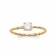 Solitaire en plaqué or monture torsadée pierre en zirconium blanc Obrillant-Bijoux