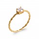 Solitaire en plaqué or monture torsadée pierre en zirconium blanc Obrillant-Bijoux