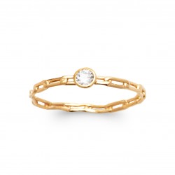 Bague en plaqué or monture chaine et pierre sertie clos en zirconium obrillant-BIjoux