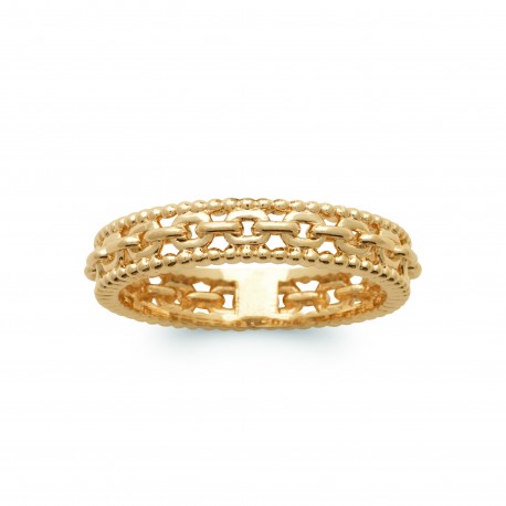 Bague anneau chaîne ciselé plaqué or pas chère obrillant-bijoux