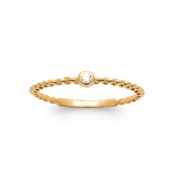 Solitaire en plaqué or pierre sertie clos en zirconium blanc Obrillant-Bijoux