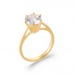 Solitaire plaqué or pierre 8 mm en zirconium blanc Obrillant-bijoux