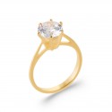 Solitaire en plaqué or monture 6 griffes pierre 8 mm en zirconium blanc