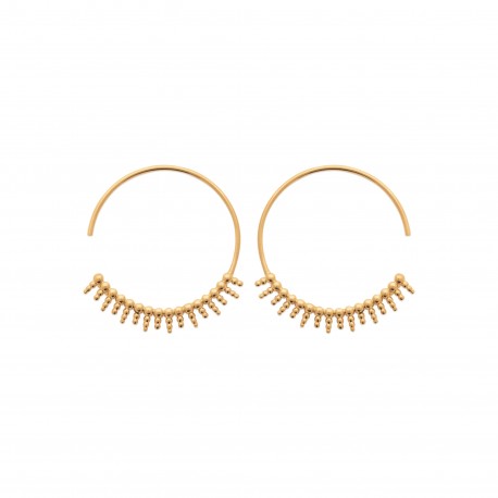 Créoles crochets en plaqué or anneaux petits picots perlés obrillant-bijoux