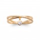 Bague plaqué or anneaux croisés pampille pierre serti en zirconium blanc pas chère Obrillant-bijoux