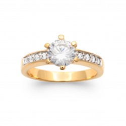 Solitaire en plaqué or pierre sertie 6 griffes en zirconium blanc Obrillant-bijoux
