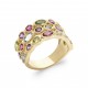 Bague en argent rhodié pavé de pierres multicolore Obrillant-bijoux