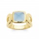 Bague plaqué or pierre fine taille conique en agate bleue Obrillant-bijoux