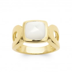 Bague plaqué or pierre fine taille conique en nacre véritable Obrillant-bijoux