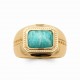 Bague large en plaqué or pierre rectangulaire en Amazonite véritable pas chère Obrillant-bijoux