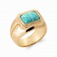 Bague large en plaqué or pierre rectangulaire en Amazonite véritable pas chère Obrillant-bijoux