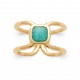 Bague plaqué or pierre carrée en véritable Amazonite pas chère Obrillant-Bijoux