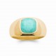 Bague large en plaqué or pierre carré en Amazonite véritable pas chère Obrillant-bijoux