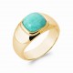 Bague large en plaqué or pierre carré en Amazonite véritable pas chère Obrillant-bijoux