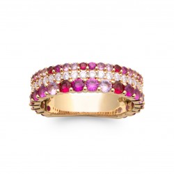 Bague en plaqué or anneau pierres en zirconium rose Obrillant-bijoux