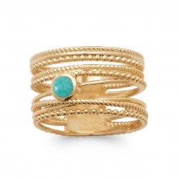 Bague plaqué or multi-rangs pierre amazonite pas chère Obrillant-Bijoux