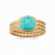 Bague en plaqué or pierre rectangulaire en Amazonite véritable pas chère Obrillant-bijoux
