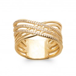 Bague en plaqué or anneaux entrelacés pavé en zirconium pas chère Obrillant-bijoux