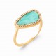 Bague en plaqué or pierre ovale en Amazonite véritable contours en zirconium pas chère Obrillant-bijoux