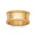 Bague plaqué or aspect martelée contours en zirconium blanc