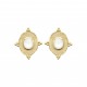 Puces d'oreilles en plaqué or pastille ovale ciselée et pierre de lune véritable Obrillant-Bijoux