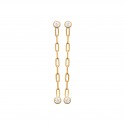 Boucles d'oreilles longues en plaqué or pierre sertie clos en zirconium blanc
