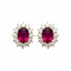 Puces d'oreilles en plaqué or pierre en cristal rouge et zirconium joaillerie pas chère obrillant-bijoux