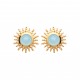Puces d'oreilles en plaqué or soleil irisé et agate bleue véritable Obrillant-Bijoux