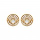 Puces d'oreilles en plaqué or rondes pavé en zirconium et losange en véritable nacre obrillant-bijoux