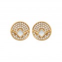 Puces d'oreilles en plaqué or rondes pavé en zirconium et losange en véritable nacre