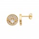 Puces d'oreilles en plaqué or rondes pavé en zirconium et losange en véritable nacre obrillant-bijoux