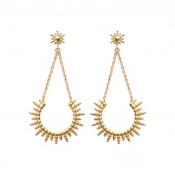 Boucles d'oreilles pendantes en plaqué or soleil irisé stylisé obrillant-bijoux