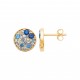 Puces d'oreilles en plaqué or rondes pierres bleues en cristal Obrillant-Bijoux