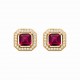 Puces d'oreilles en plaqué or pierre carré en cristal rouge et zirconium pas chère obrillant-bijoux