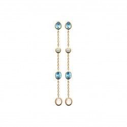 Boucles d'oreilles longues en plaqué or avec pierre de lune et zirconium pas cher Obrillant-Bijoux