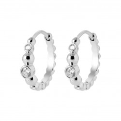 Mini créoles argent pierres serties clos zirconium blanc pas chère obrillant-bijoux