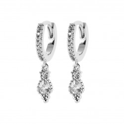 Mini créoles argent pampille pierre zirconium blanc pas chère obrillant-bijoux