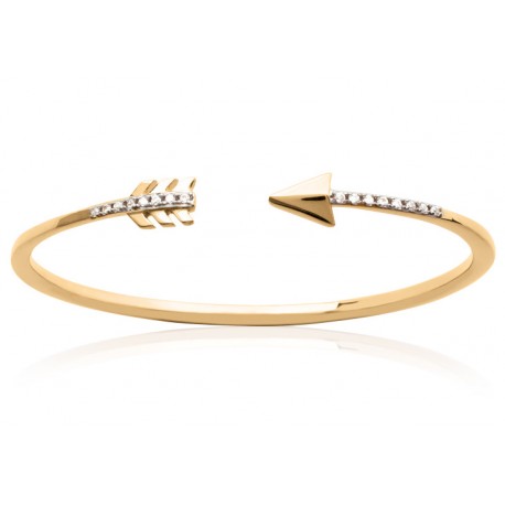 Jonc ouvert en plaqué or fine flèche pavé en zirconium obrillant-bijoux