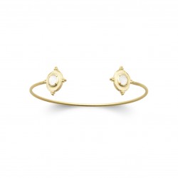 Bracelet Jonc plaqué or pastilles ovales avec pierres de lune obrillant-bijoux