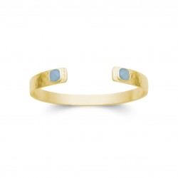 Jonc en plaqué or monture martelée avec agate bleue obrillant-bijoux