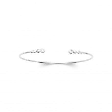 Bracelet Jonc Argent pierres serti clos Oxyde De Zirconium pas cher Obrillant-BIjoux