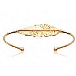 Jonc ouvert en plaqué or élégante plume obrillant-bijoux