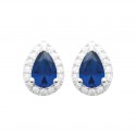 Boucles d'oreilles puces argent pierre poire en cristal bleu - Obrillant-Bijoux