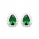 Boucles d'oreilles puces argent pierre poire en cristal vert émeraude pas chère obrillant-bijoux