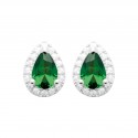 Boucles d'oreilles puces argent pierre poire en cristal vert - Obrillant-Bijoux