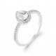 Bague solitaire argent pierre poire Oxyde de zirconium pas chère obrillant-bijoux
