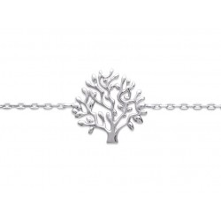 Bracelet en argent 925/000 rhodié arbre de vie ciselé obrillant-bijoux