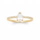 Bague solitaire accompagné Plaqué Or pierre poire en Oxyde de Zirconium - Obrillant-Bijoux - pas chère