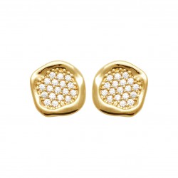 Puces d'oreilles plaqué or pavé en zirconium blanc pas chère obrillant-bijoux