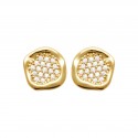 Puces d'oreilles plaqué or pavé en zirconium blanc